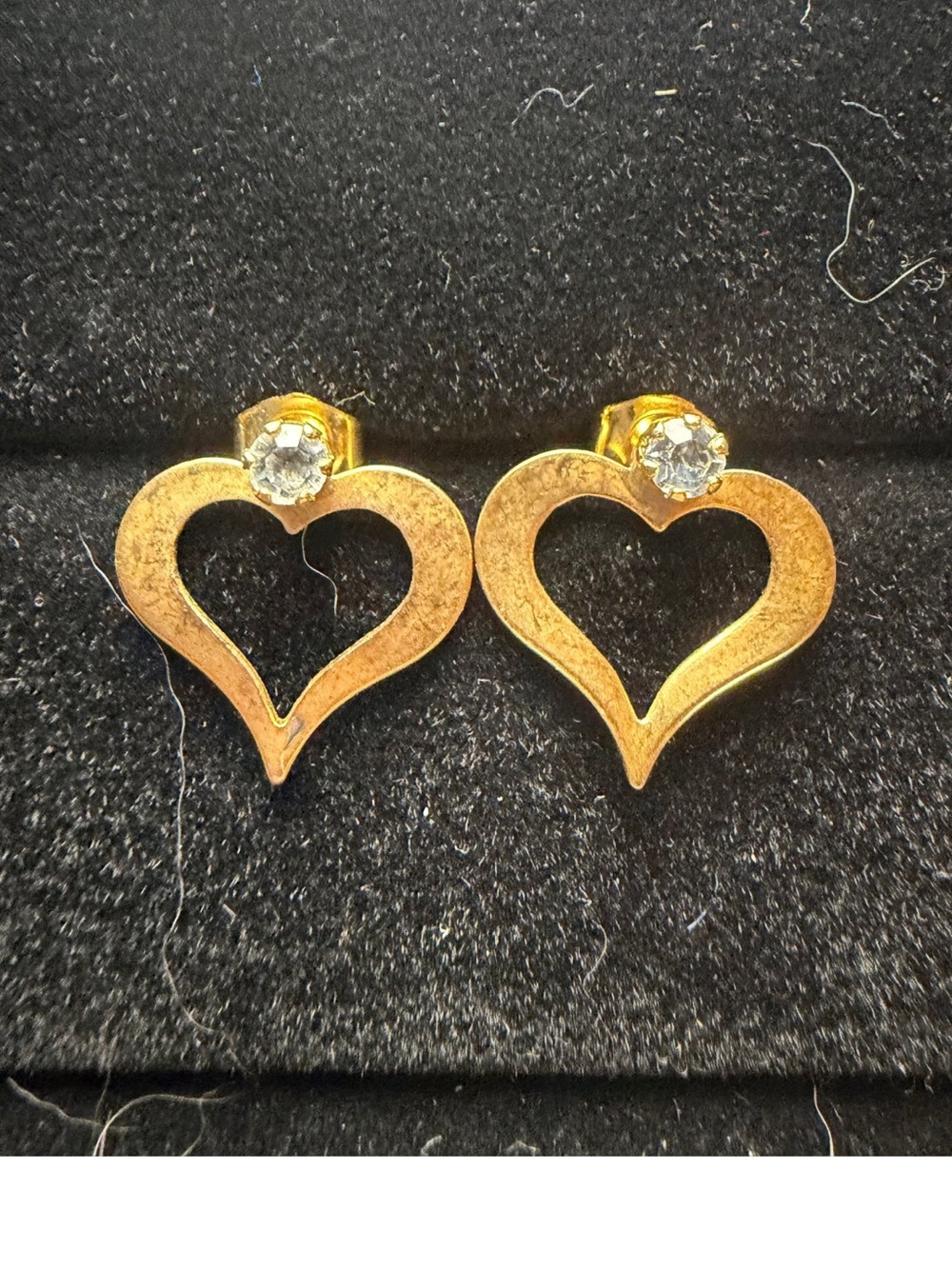 Avon Gold Heart Studs with Clear Crystal
